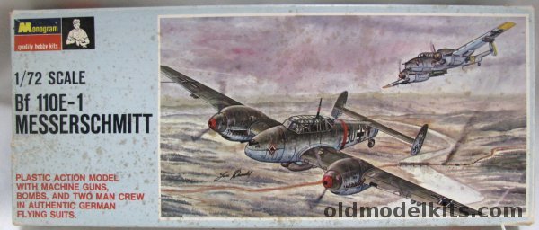 Monogram 1/72 Messerschmitt Bf-110E-1 - Blue Box Issue (Bf110E1), PA162-100 plastic model kit